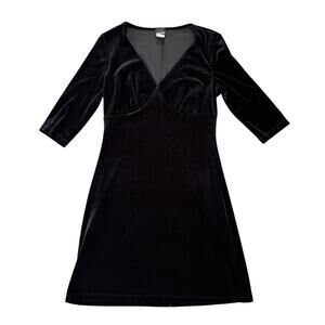 Vintage Frederick's of Hollywood LBD Dress Medium Black Velvet Goth 90s Y2K Mini